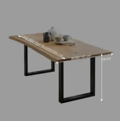 Wohnen Schwarze Möbel|Naturholzmöbel*Baumkante Esszimmertisch aus Eiche - Selvina