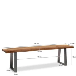 Wohnen Loft Möbel|Industrial Möbel*Baumkanten Essbank aus Akazie Massivholz - Yukon