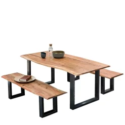 Wohnen Baumkanten Essgruppe mit U-Füßen - Tonnato (dreiteilig)