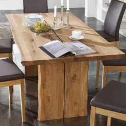 Wohnen Naturholzmöbel|Massivholzmöbel*Baumkanten Esstisch Sympatia aus Wildeiche Massivholz
