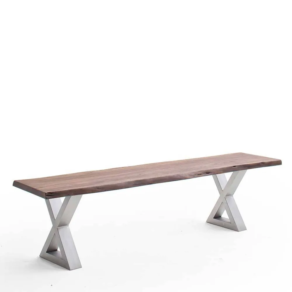 Wohnen Braune Möbel|Loft Möbel*Baumkanten Esszimmerbank in Walnuss - Veit