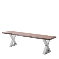 Wohnen Braune Möbel|Loft Möbel*Baumkanten Esszimmerbank in Walnuss - Veit