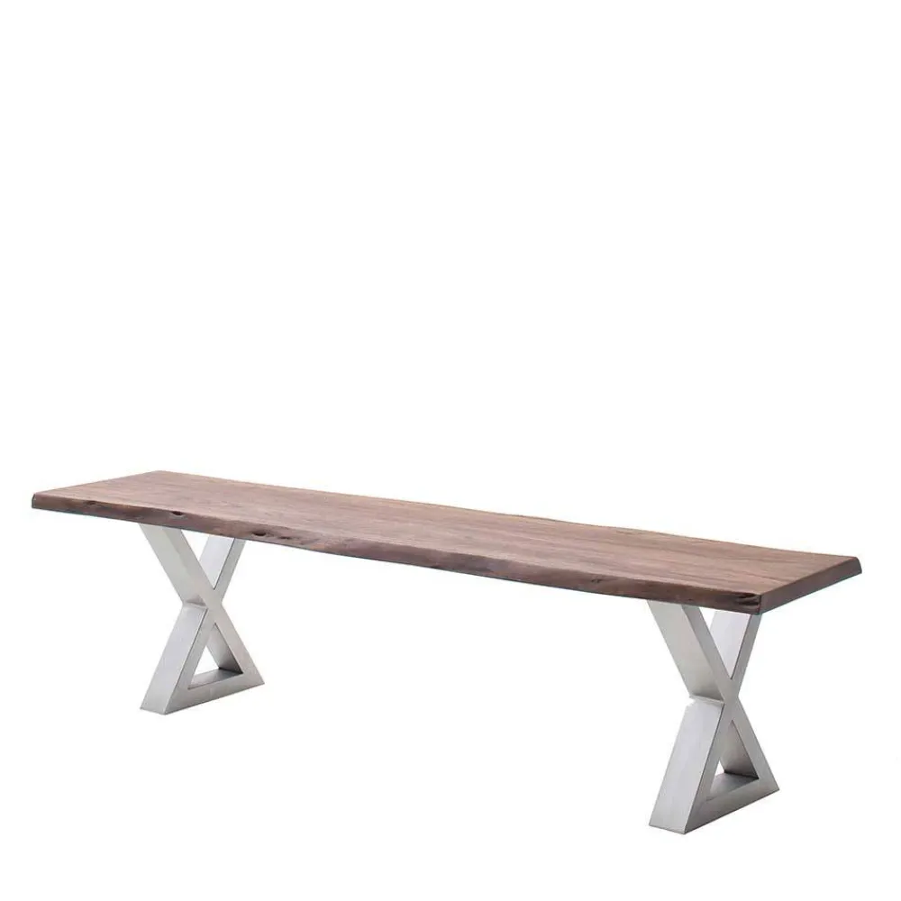 Wohnen Braune Möbel|Loft Möbel*Baumkanten Esszimmerbank in Walnuss - Veit