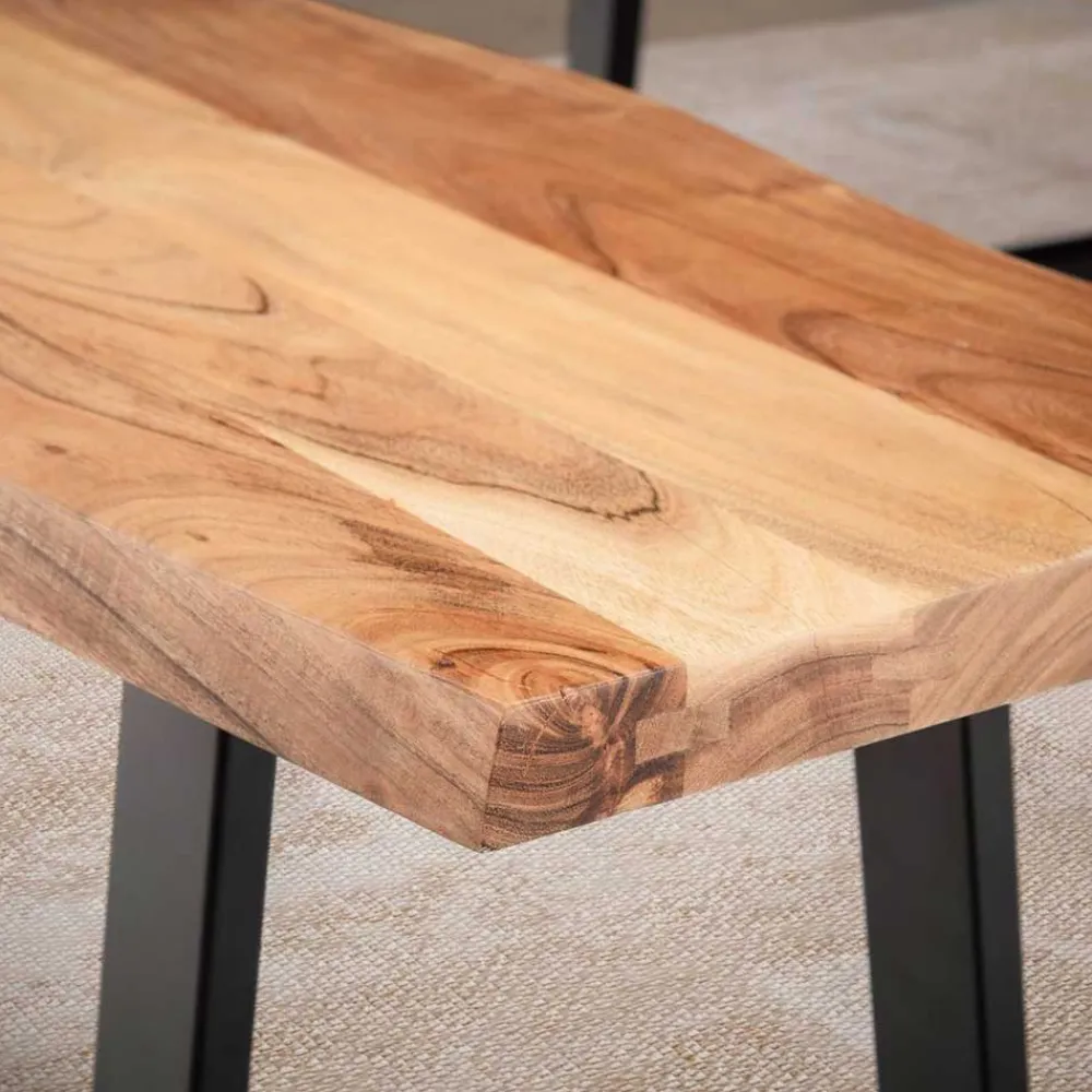 Wohnen Schwarze Möbel|Loft Möbel*Baumkanten Küchenbank mit Trapezbeinen - Pafigona