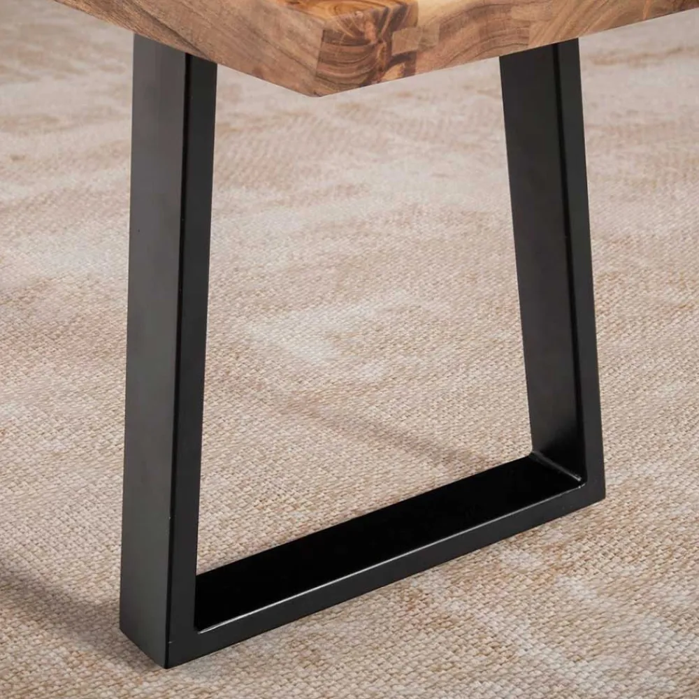 Wohnen Schwarze Möbel|Loft Möbel*Baumkanten Küchenbank mit Trapezbeinen - Pafigona