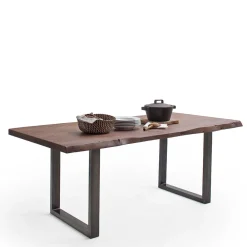 Wohnen Baumkanten Tisch aus Akazie in Walnuss Braun - Rodrico