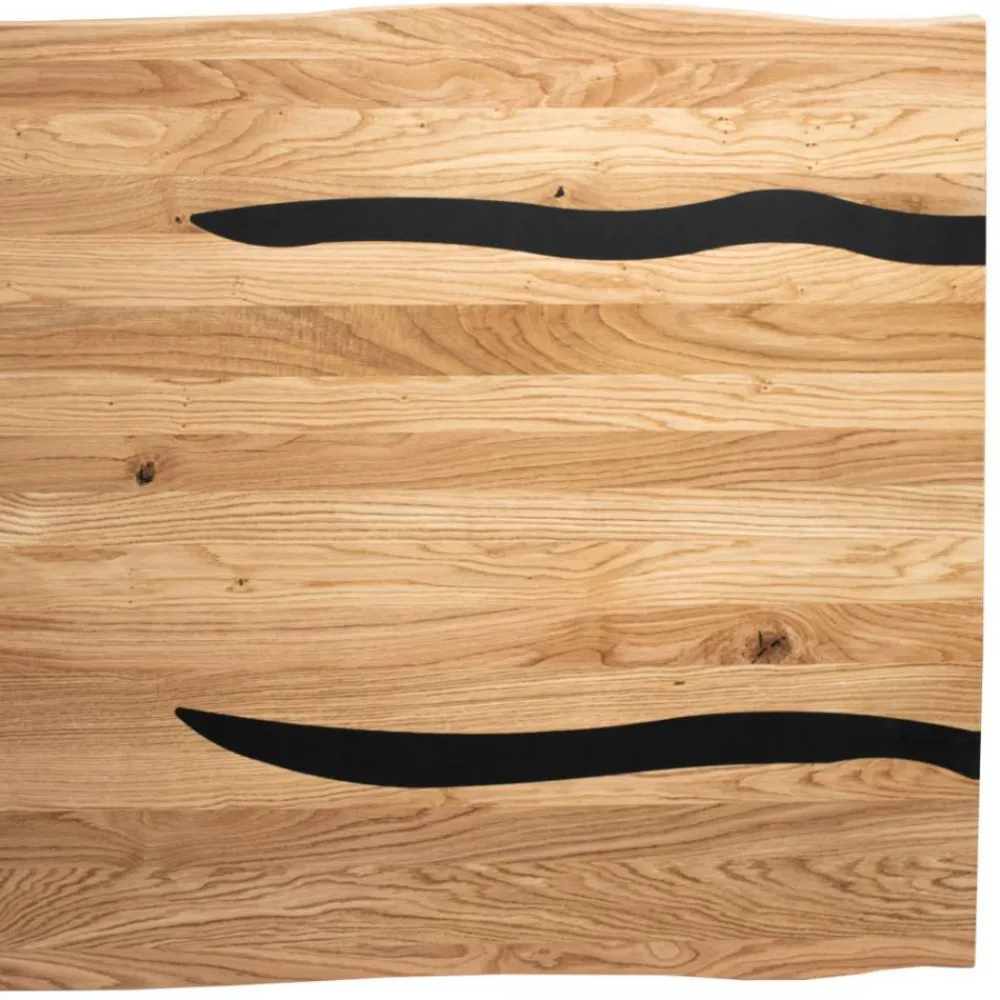 Wohnen Schwarze Möbel|Naturholzmöbel*Baumkantentisch aus Eiche mit Epoxid-Harz - Slavidra