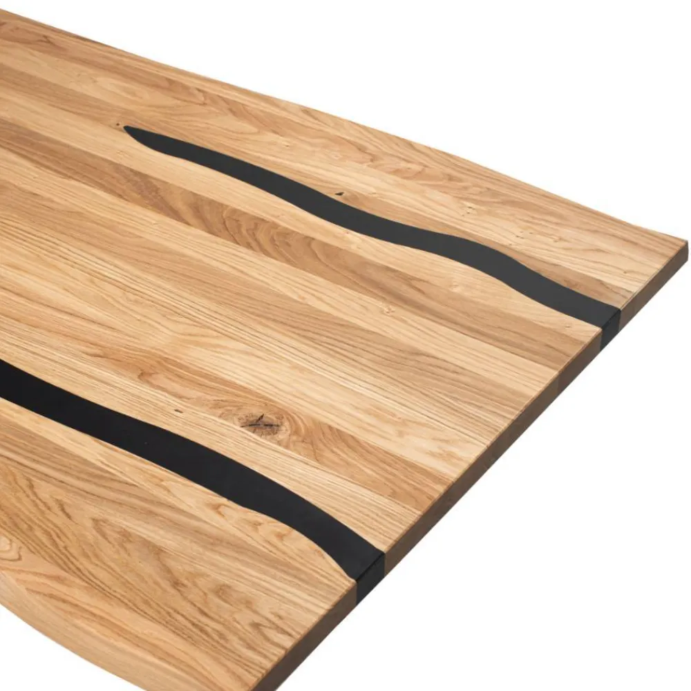 Wohnen Schwarze Möbel|Naturholzmöbel*Baumkantentisch aus Eiche mit Epoxid-Harz - Slavidra