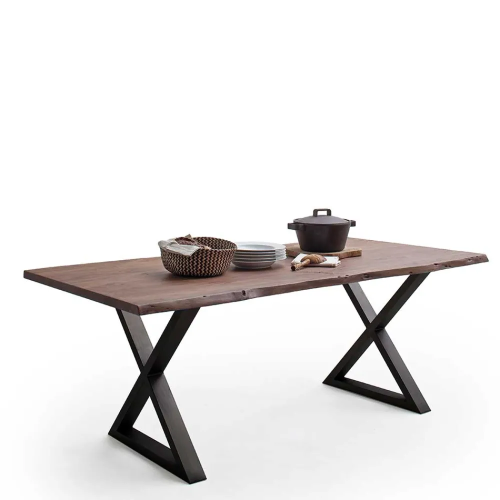 Wohnen Baumkantentisch mit X Gestell - Geniasan