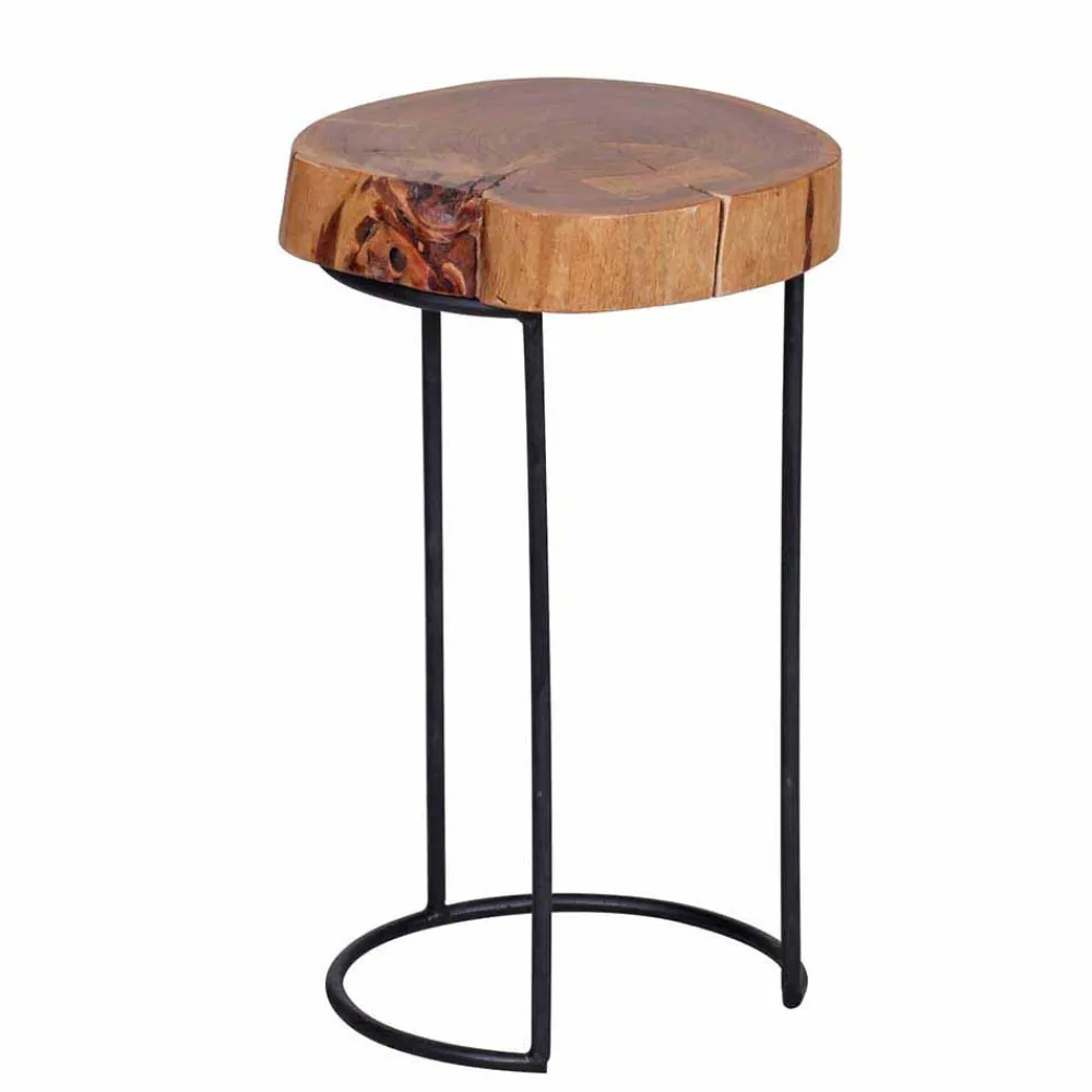 Wohnen Telefontische*Baumscheibe Beistelltisch Buniato mit Metall-Gestell schwarz