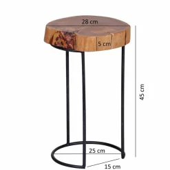 Wohnen Telefontische*Baumscheibe Beistelltisch Buniato mit Metall-Gestell schwarz