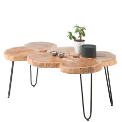 Wohnen Designermöbel*Baumscheiben Wohnzimmertisch mit Haarnadel Beinen - Ranuves