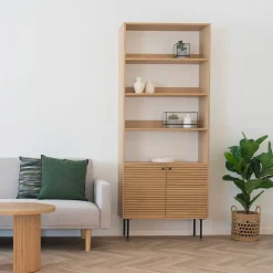 Wohnen Retro Möbel|Wohnzimmer-Regale*Bücherregal mit Eiche Furnier - Virona