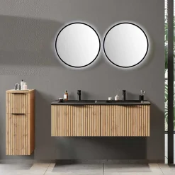 Wohnen 2-Becken Waschtisch im Set modern - Crystoga (vierteilig)