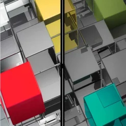 Wohnen Bedruckter Paravent - Metallic Würfel Bunt Silber - Uvienta