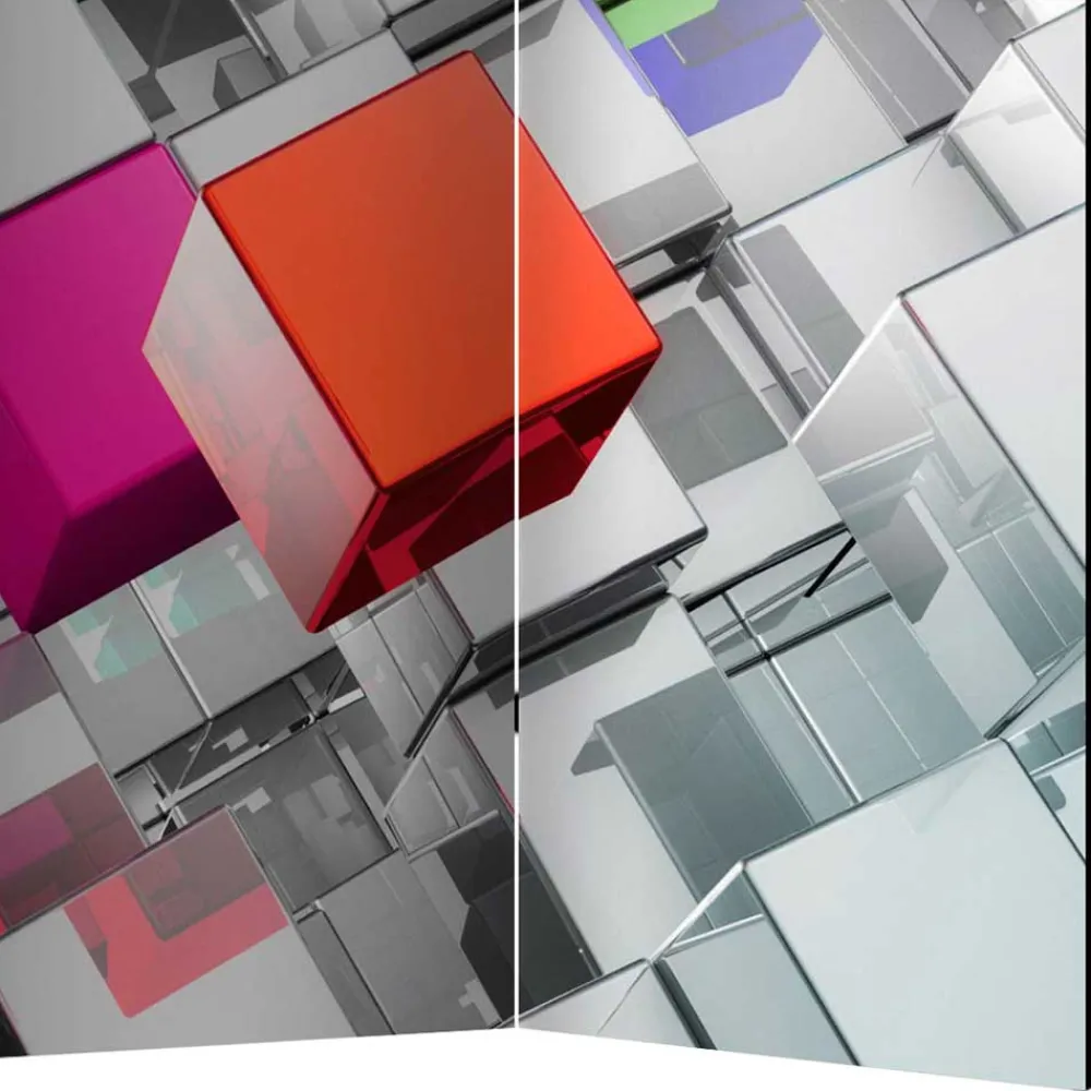 Wohnen Bedruckter Paravent - Metallic Würfel Bunt Silber - Uvienta