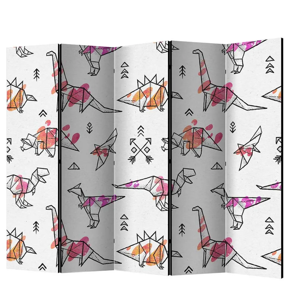 Kinder Wohnen Bedruckter Paravent mit Origami Dinos - LittleBill