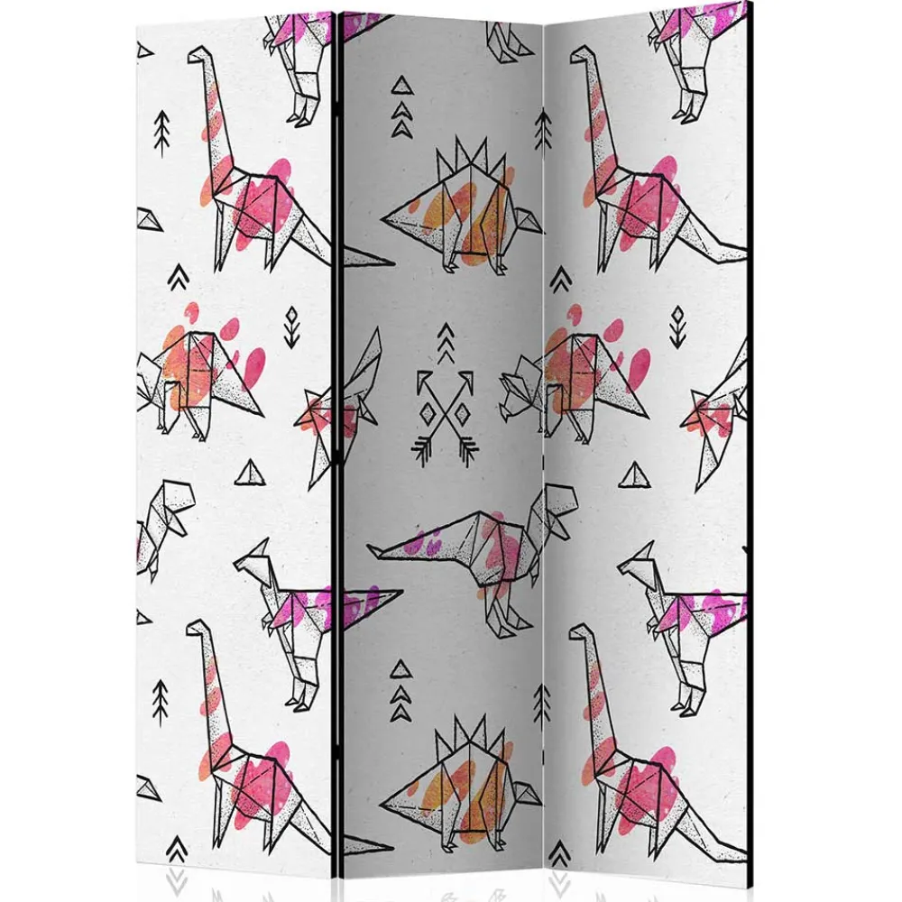 Kinder Wohnen Bedruckter Paravent mit Origami Dinos - LittleBill