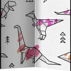 Kinder Wohnen Bedruckter Paravent mit Origami Dinos - LittleBill