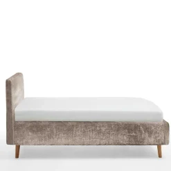 Wohnen Jugendbetten*Beigefarbenes Polsterbett mit Bezug aus Boucle - Tudan