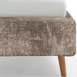 Wohnen Jugendbetten*Beigefarbenes Polsterbett mit Bezug aus Boucle - Tudan