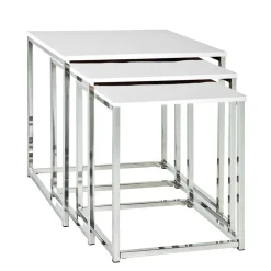 Wohnen Küchentische|Esszimmertische*Beistelltisch Atlantis in Hochglanz Weiß (dreiteilig)