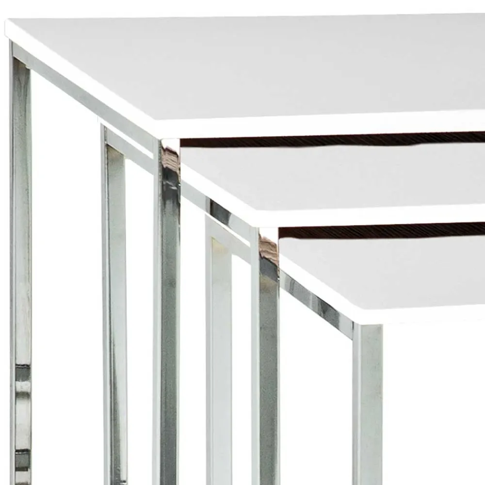 Wohnen Küchentische|Esszimmertische*Beistelltisch Atlantis in Hochglanz Weiß (dreiteilig)