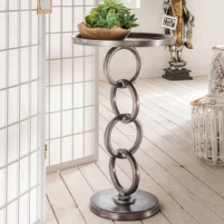 Wohnen Beistelltisch auf Säulengestell in Ketten Optik - Glamoura