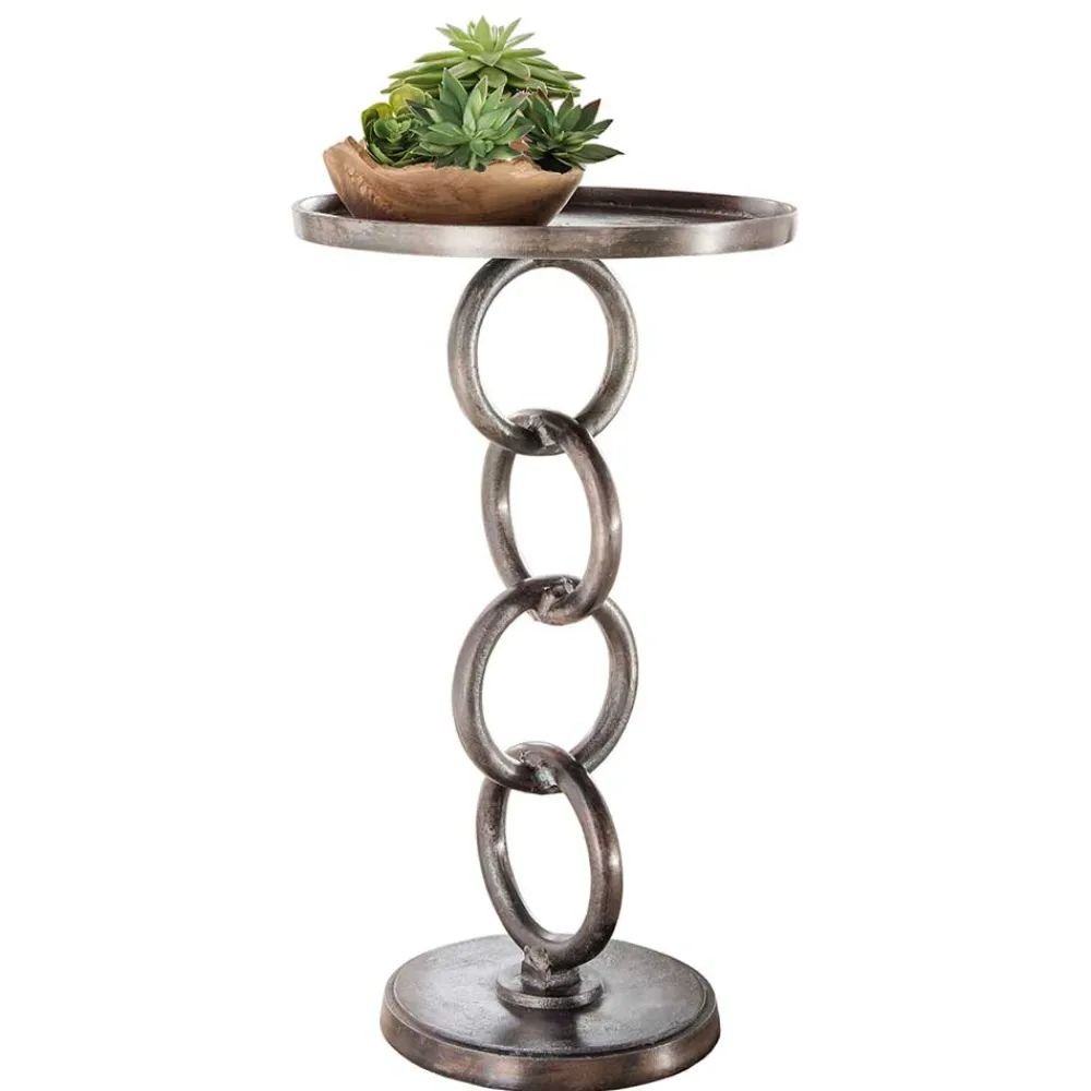 Wohnen Beistelltisch auf Säulengestell in Ketten Optik - Glamoura