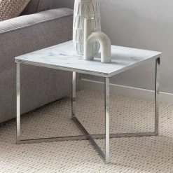 Wohnen Couchtisch|Retro Möbel*Beistelltisch aus Glas in Marmoroptik - Annike