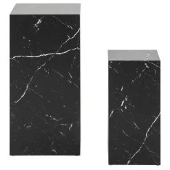 Wohnen Beistelltisch Duo in Schwarz Marmor Optik - Lavizius (zweiteilig)