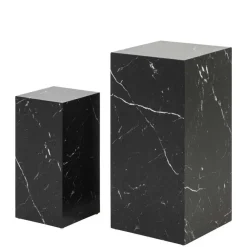 Wohnen Beistelltisch Duo in Schwarz Marmor Optik - Lavizius (zweiteilig)