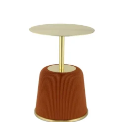 Wohnen Beistelltisch in Gold mit Cognac Braun - Sambia