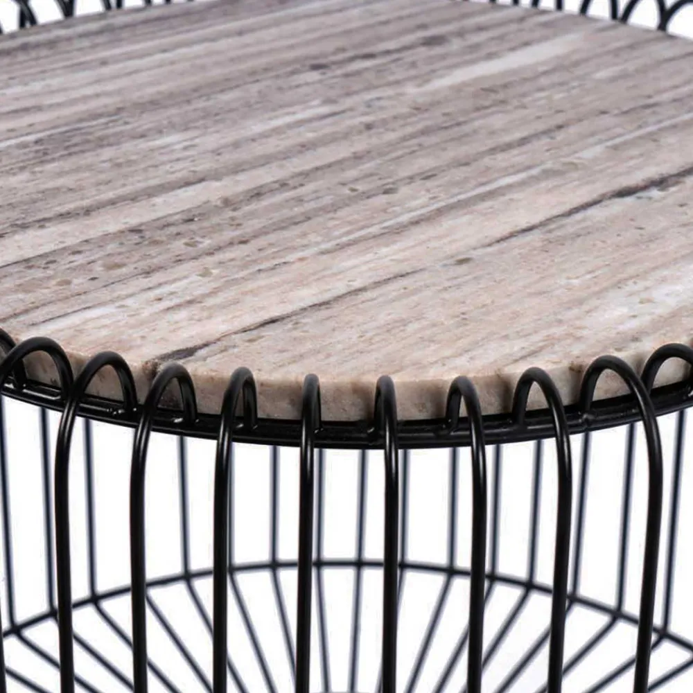 Wohnen Telefontische*Beistelltisch in Hellbraun Marmor - Charme