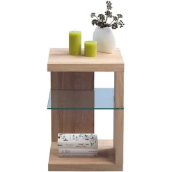 Wohnen Beistelltisch in Sonoma Eiche Nachbildung Inny mit Zusatz-Glasboden