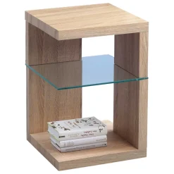 Wohnen Beistelltisch in Sonoma Eiche Nachbildung Inny mit Zusatz-Glasboden