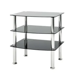 Wohnen Telefontische*Beistelltisch mit Glas Schwarz Dragomera & Edelstahl