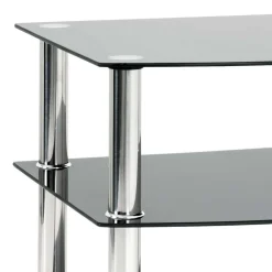 Wohnen Telefontische*Beistelltisch mit Glas Schwarz Dragomera & Edelstahl