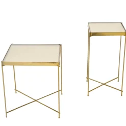 Wohnen Telefontische*Beistelltisch mit Glasplatte quadratisch - Ponimo