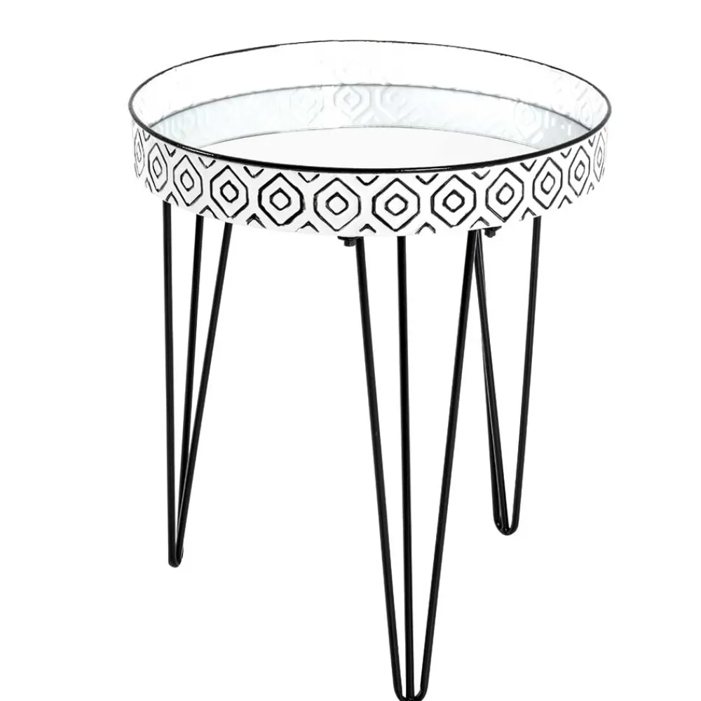 Wohnen Retro Möbel*Beistelltisch mit Platte aus Spiegelglas - Elba