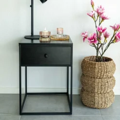 Wohnen Telefontische*Beistelltisch mit Schublade in Schwarz - Esbessa