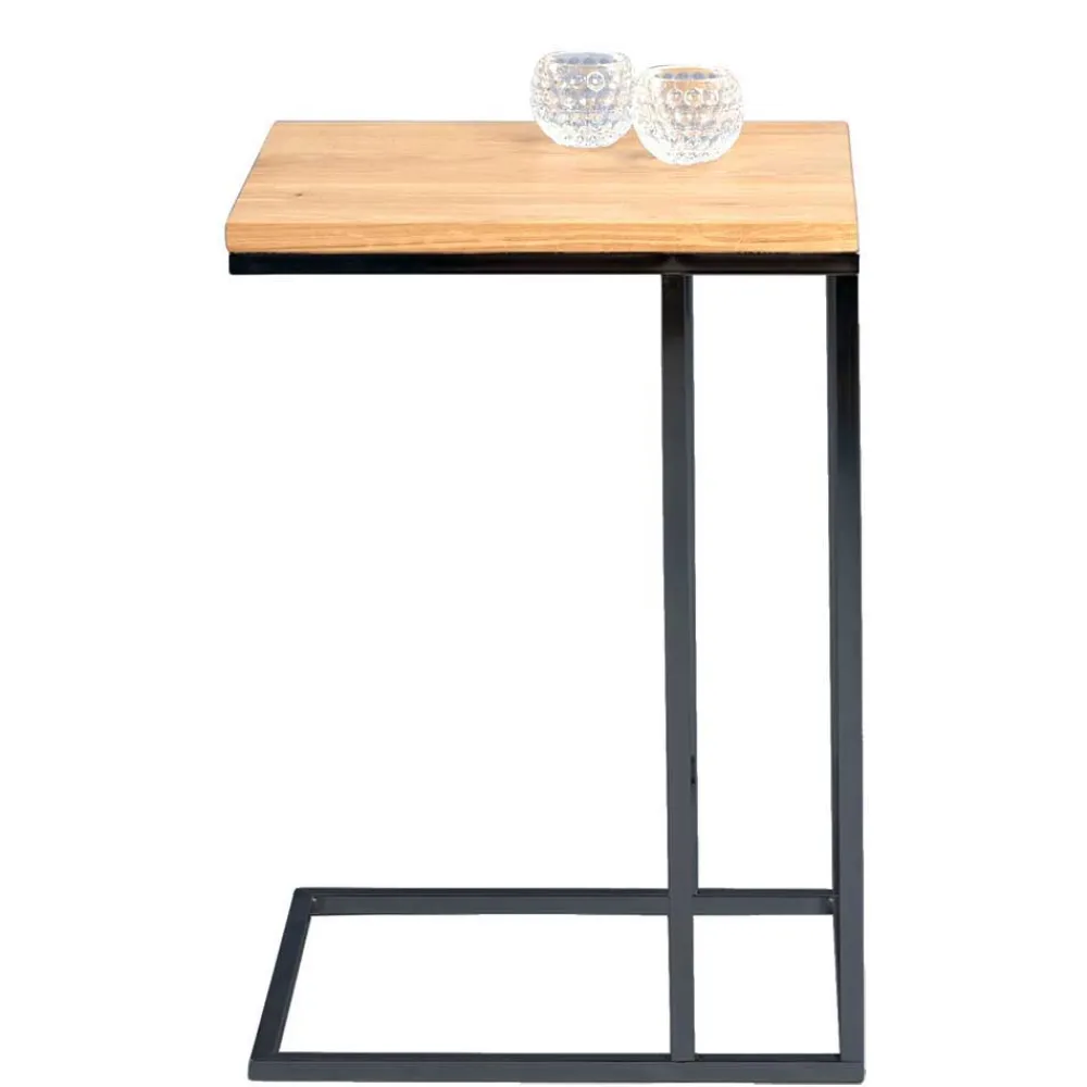 Wohnen Massivholzmöbel|Küchentische*Beistelltisch mit Wildeiche geölt Tanja & Metall Schwarz lackiert