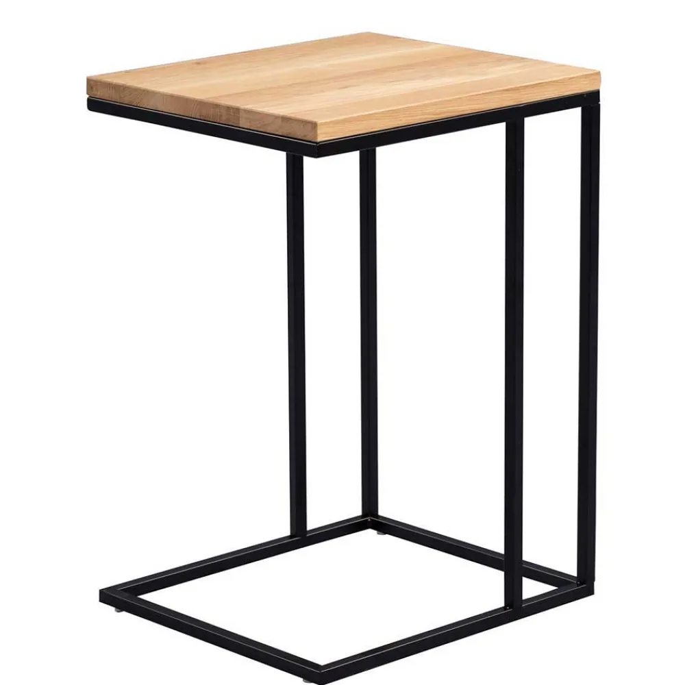 Wohnen Massivholzmöbel|Küchentische*Beistelltisch mit Wildeiche geölt Tanja & Metall Schwarz lackiert