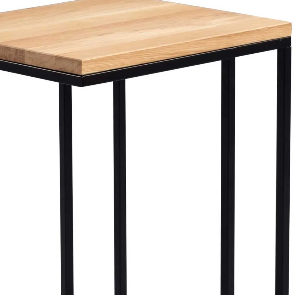 Wohnen Massivholzmöbel|Küchentische*Beistelltisch mit Wildeiche geölt Tanja & Metall Schwarz lackiert