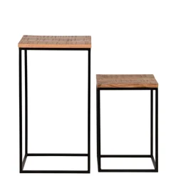 Wohnen Telefontische*Beistelltisch Set in Mangoholz Natur - Asnada (zweiteilig)