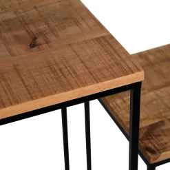 Wohnen Telefontische*Beistelltisch Set in Mangoholz Natur - Asnada (zweiteilig)