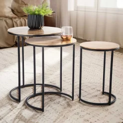 Wohnen Beistelltisch Trio in Gold - Simorica (dreiteilig)