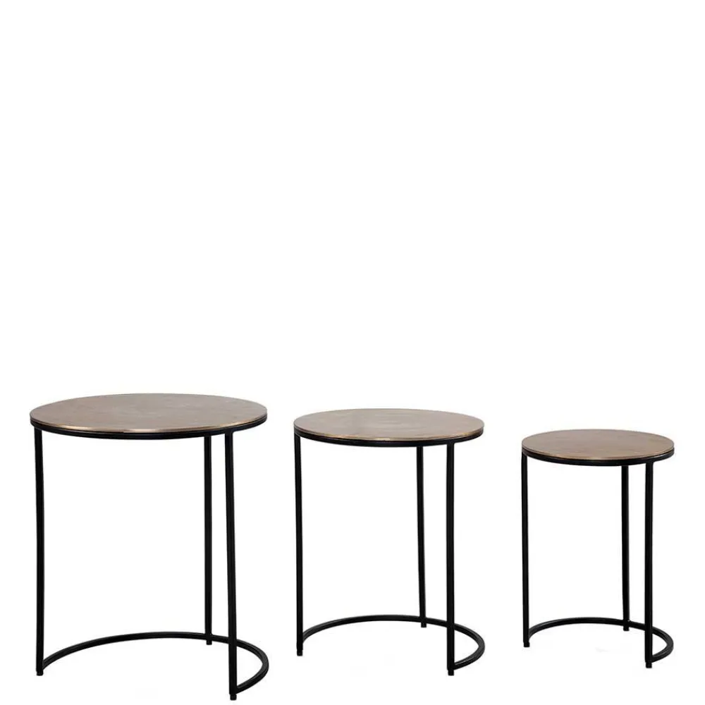 Wohnen Beistelltisch Trio in Gold - Simorica (dreiteilig)