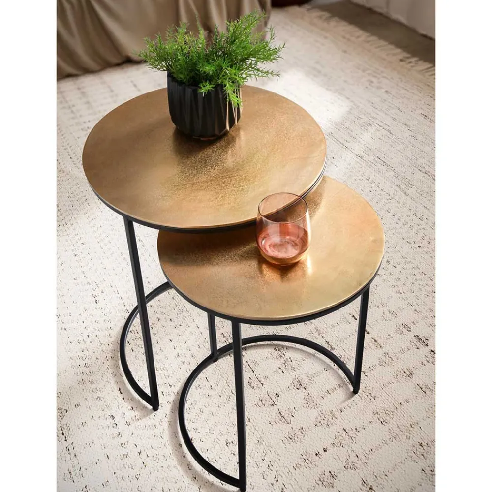 Wohnen Beistelltisch Trio in Gold - Simorica (dreiteilig)