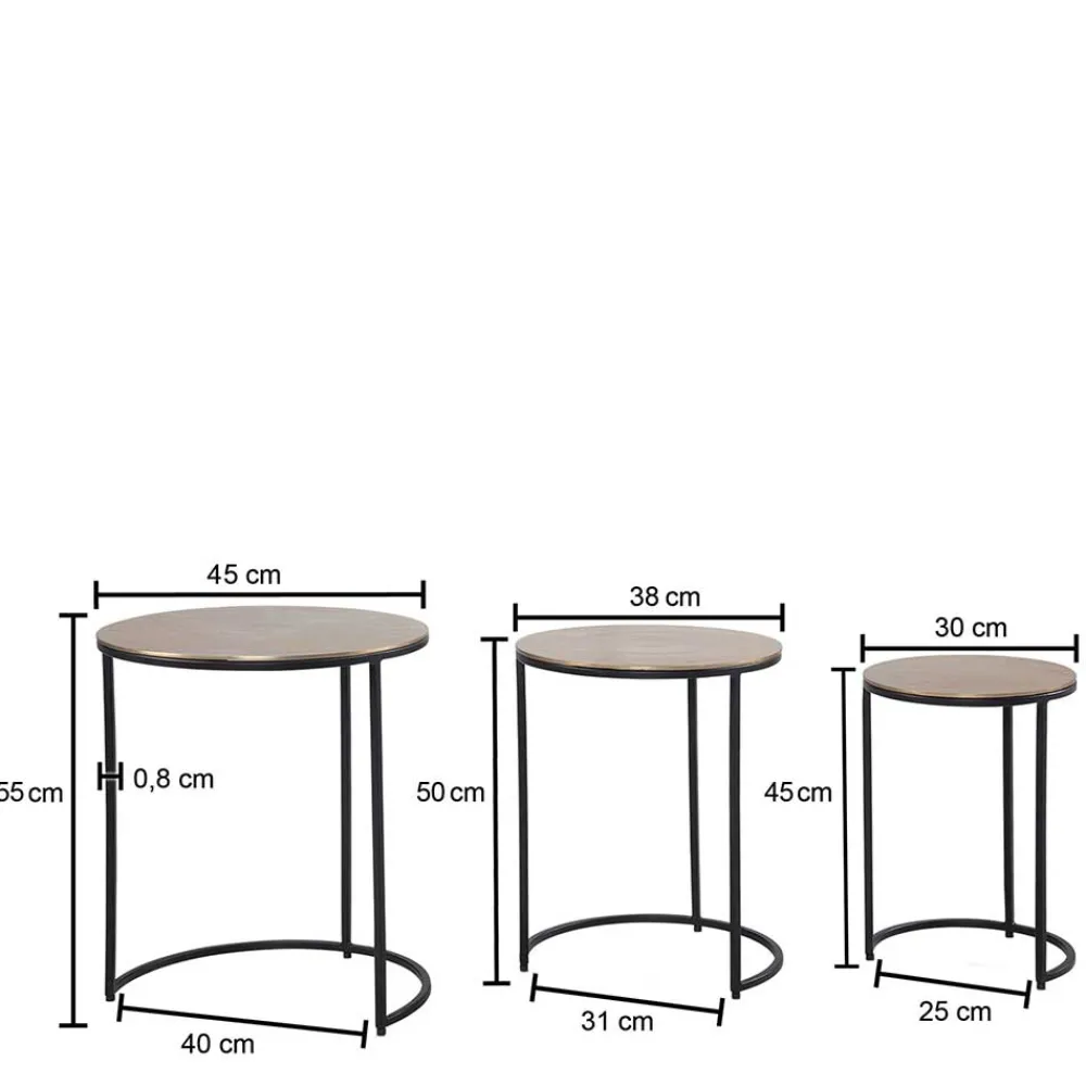 Wohnen Beistelltisch Trio in Gold - Simorica (dreiteilig)
